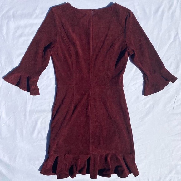 Aryeh Maroon Faux Suede Dress - Picture 3 of 5